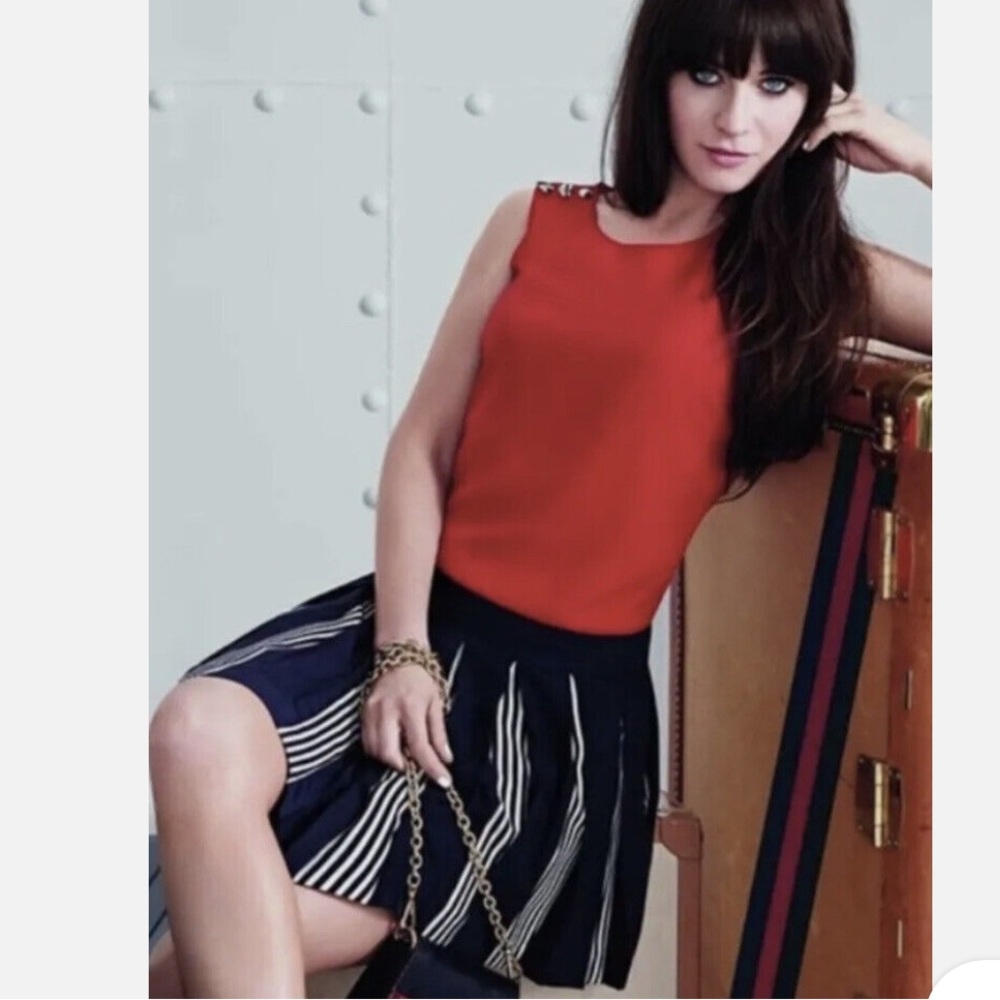Tommy to Zooey by Hilfiger drop waist, red, white, navy pleated dress - sz 8 - Picture 2 of 8